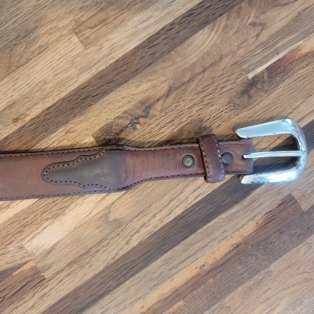 Silver Creek Classics Brown Leather Belt w Silver Hardware C70285 - Picture 7 of 12